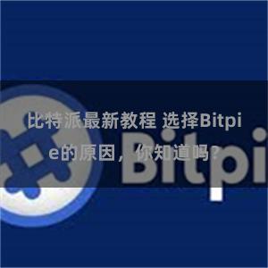 比特派最新教程 选择Bitpie的原因，你知道吗？