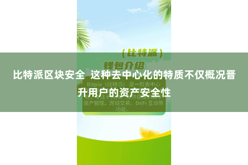 比特派区块安全  这种去中心化的特质不仅概况晋升用户的资产安全性